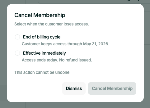 Membership Cancellation UI